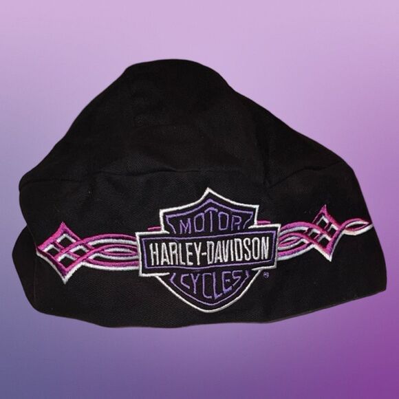 Harley-Davidson Faded H-D Text Polyester Tie-Back Headwrap Purple - Picture 1 of 5